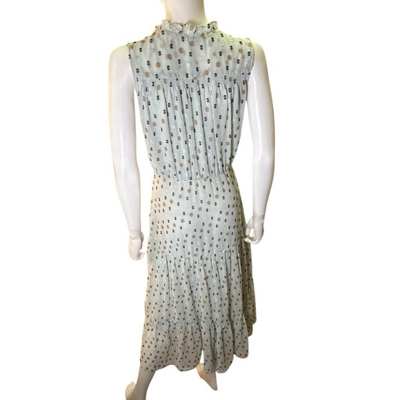 Current Air Dotted Jacquard Tiered Midi Dress with Ruffled Wrap Skirt Sz S EUC - Picture 5 of 8
